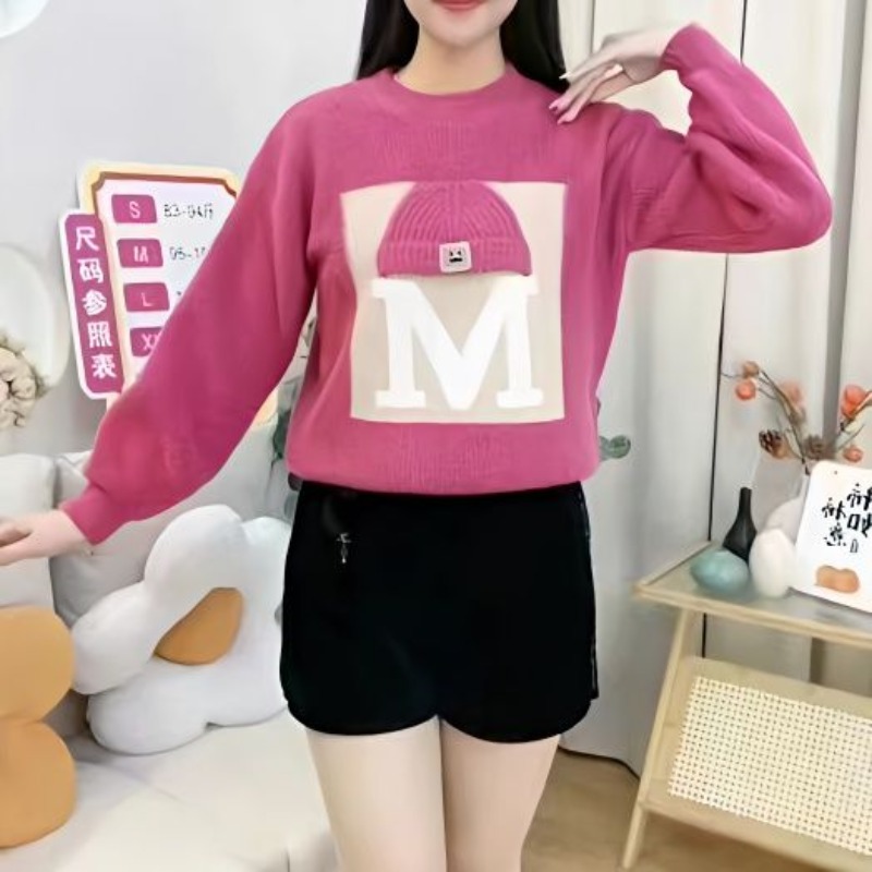 Suéter de manga larga con letr - Undershirt Crew Neck reseña y precio